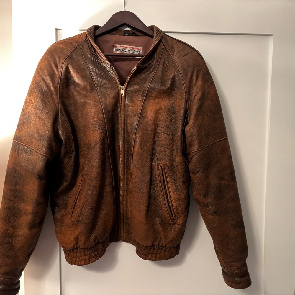 Leather Brown Bomber Jacket VINTAGE